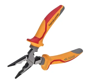 Hanskonner Длинногубцы 160мм, эксц. шарнир, стриппер, диэлектрические, HK1020-03-3-160